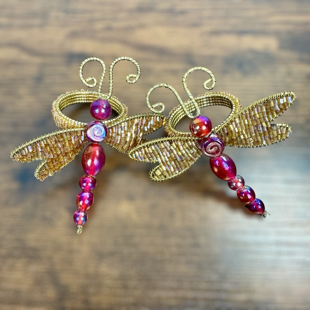 Dragon Fly Jeweled Napkin Rings Set of 2 Kitchen Pier 1 Imports Holiday